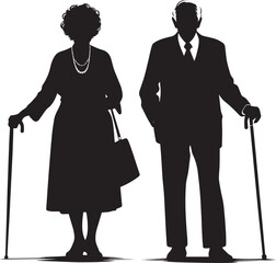 Grandparents together silhouette vector illustration isolated on a white background
