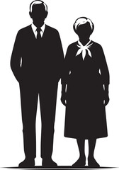 Grandparents together silhouette vector illustration isolated on a white background