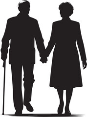 Grandparents together silhouette vector illustration isolated on a white background