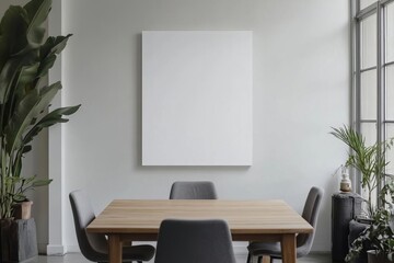 Blank Poster Mockup Hanging on Wall