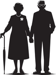 Grandparents together silhouette vector illustration isolated on a white background