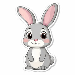 Cute 3D Cartoon Rabbit Sticker Illustration