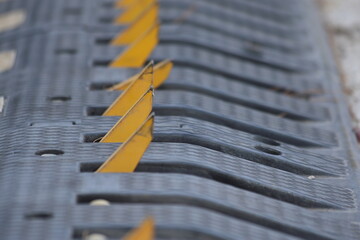 close up of spike road blocker barrier