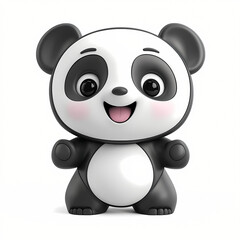 Naklejka premium Cute Cartoon Panda Illustration in 3D Style