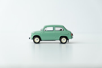 retro car, turquoise color isolated on a white background