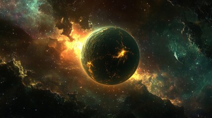 A Fiery Exoplanet In A Starry Nebula