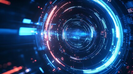 Obraz premium High-Tech Digital Interface Display Featuring Futuristic Circular Data Visualization Photo