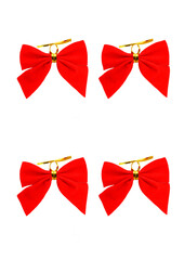 Christmas composition. Christmas gift, pine cones, fir tree branches on white background. Top view, flat lay, copy space