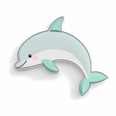 Cute 3D Dolphin Cartoon Sticker Illustration
