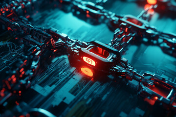 Digital chain with blockchain technology.