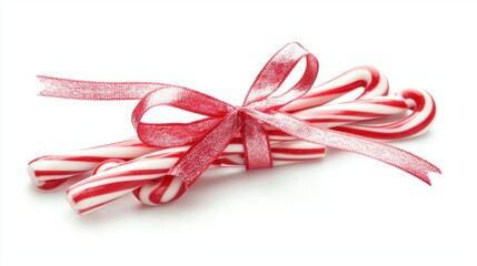 Fototapeta premium Festively Tied Candy Canes with Ribbon