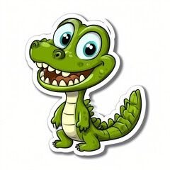 Cute Cartoon Alligator Sticker Illustration