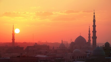 Fototapeta premium Silhouetted Mosque Sunset