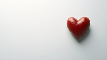 Fototapeta premium A single red heart on a white background.