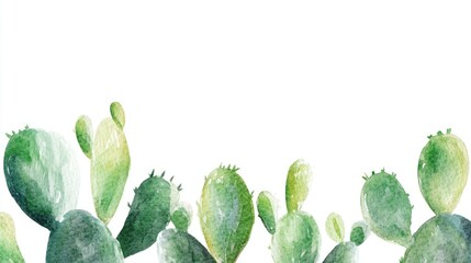 Watercolor Cactus Border Illustration