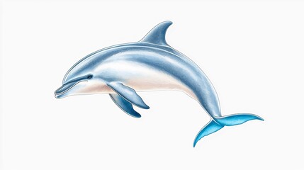 Obraz premium A sleek dolphin illustration, showcasing its streamlined body and playful nature in vibrant blue and white colors.