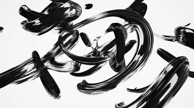 Black ink brush strokes on a textured white canvas