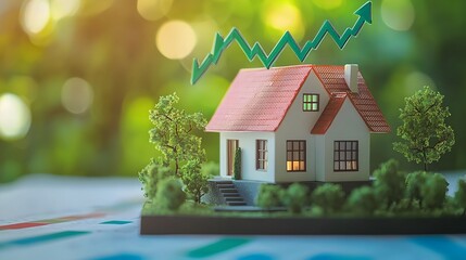 Miniature House Atop Financial Chart Symbolizing Successful Real Estate Investments