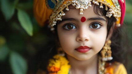 Portrait of a Young Girl Dressed as Krishna