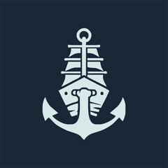 ship anchor emblem, black isolated silhouette vector