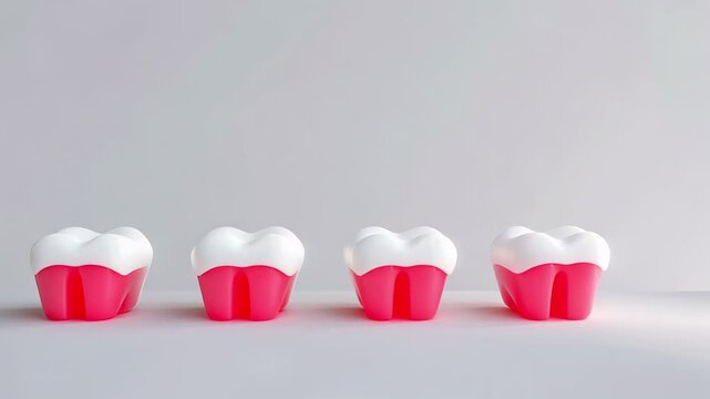 Four dental implants with visible root structures, isolated on white background.