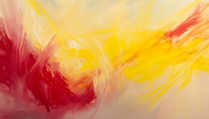 Abstract Painting with Red and Yellow Brushstrokes