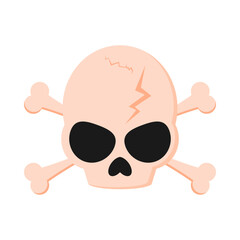 fractured skull and crossbones. Halloween skull. scary skull. scary creature. scary animal. mystical. vector illustration. Halloween characters. monsters. ghost