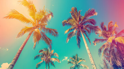 Tropical Palm Trees with Vintage Retro Tones: Beach Vibe Background
