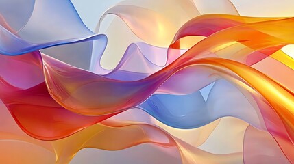 Abstract Curving Shapes in Red, Orange, Blue, and Yellow Hues