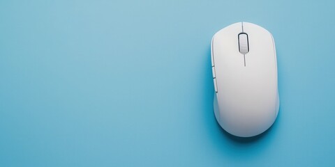 White computer mouse on a blue background, perfect for tech-related designs.