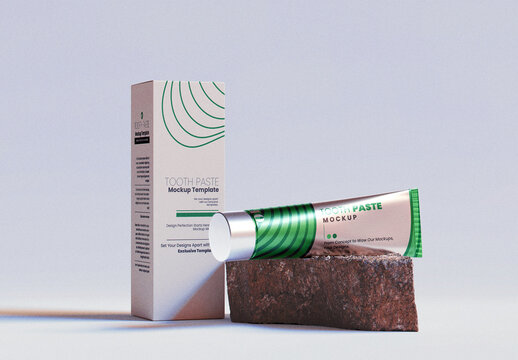 Tooth Paste With Box Mockup