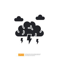 A simple graphic representation of a storm cloud with lightning and clouds, symbolizing bad weather or a stormy atmosphere.