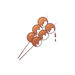 illustration of mitarashi dango with melted sauce