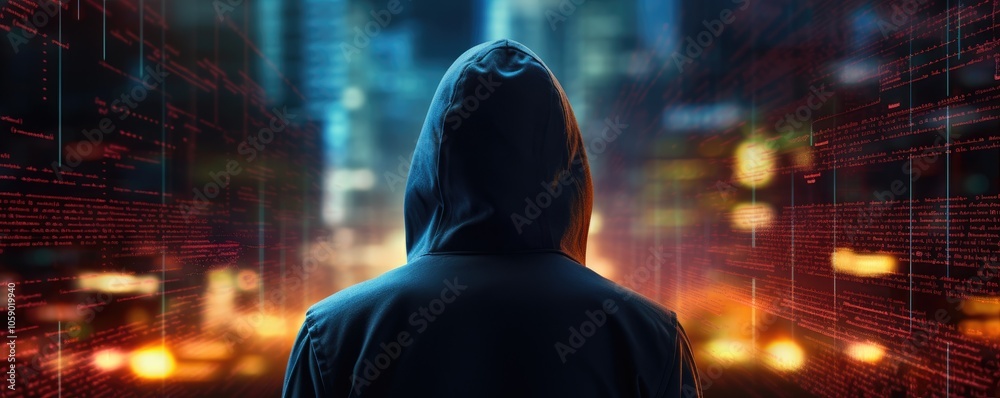 Aufkleber computer hacker on binary code background illustration