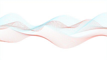 Colorful wave lines on white background for elements. Gradient wave pattern on white. Dynamic and modern digital art with a flowing design.	