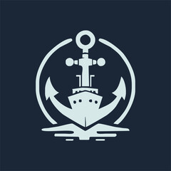 ship anchor emblem, black isolated silhouette vector