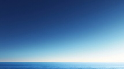 Fototapeta premium A vast expanse of blue ocean meets a clear, blue sky, with a subtle gradient from deep blue to light blue, creating a serene and calming image. Generative ai