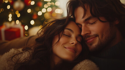 Cozy Christmas Embrace: A Couple's Festive Moment