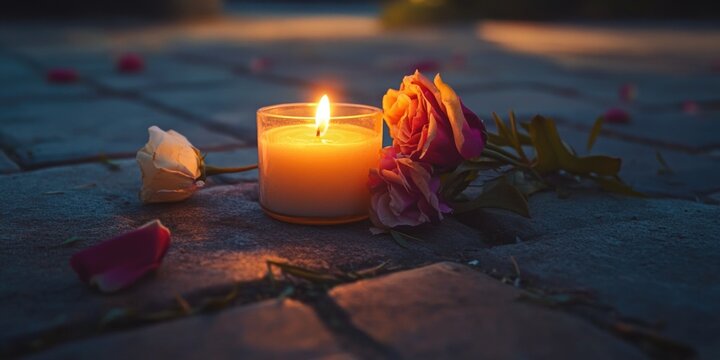 A heartfelt candlelight gathering with roses and pink flowers, symbolizing deep love and affection.
