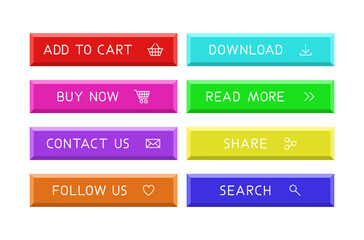 Colorful CTA button set.