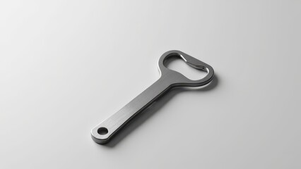 Bottle opener mockup on a plain background, featuring a smooth, customizable surface. Great for presenting brand logos or design concepts with a clean look.