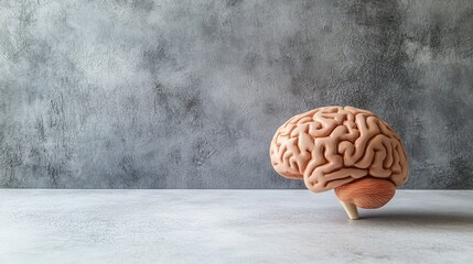 Detailed Close-up of Human Brain Model with Tumor, Highlighting Medical Focus in Soft Lighting. Stock Photography Style for Medical Education and Awareness.