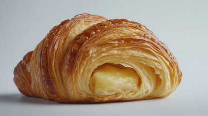 delicious butter croissant with flaky exterior and creamy filling