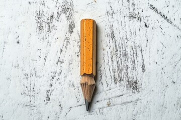 Obraz premium A pencil with a yellow top and sharpener, sitting on a white surface. The design is simple and classic, typical of writing instruments used in school or office settings.