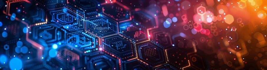 Obraz premium Abstract Digital Network With Glowing Lines and Bokeh Lights