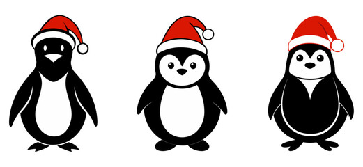 penguin vector Christmas Hat Santa Claus Xmas icon logo cartoon character fish salmon illustration doodle