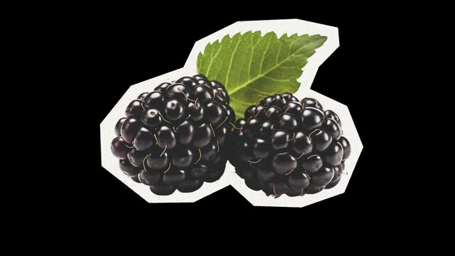 Blackberry Animation with Montage Collage Motion Graphics and Crumpled Paper Effect on Green Screen