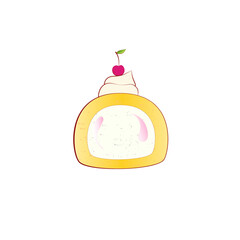 illustration of cake slice with cream filling