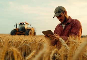 Farmer Using Tablet in Field.