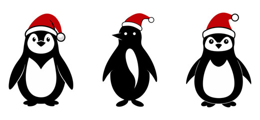 penguin vector Christmas Hat Santa Claus Xmas icon logo cartoon character fish salmon illustration doodle